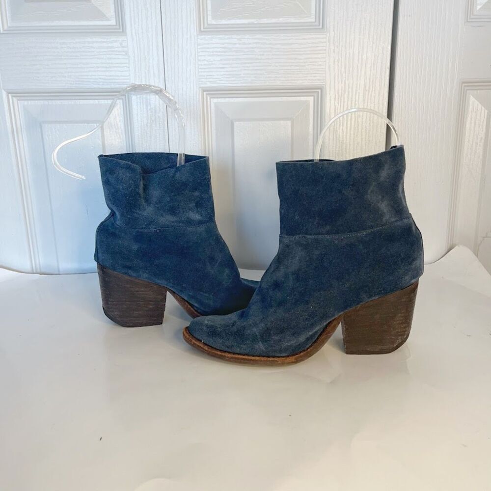 Jeffrey Campbell Like New Leather Suede Slouchy Ankle Slip On Heel Western Boots
